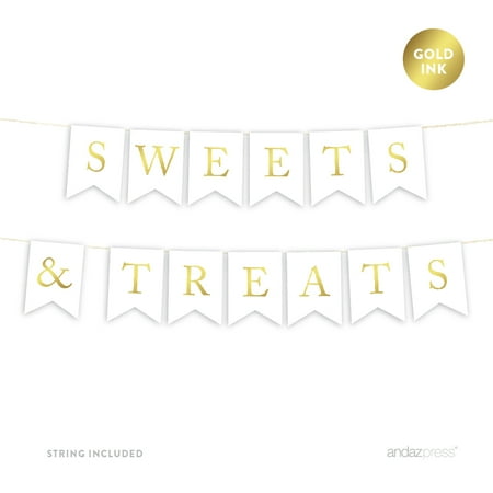 Sweets & Treats Gold Ink Pennant Party Banner