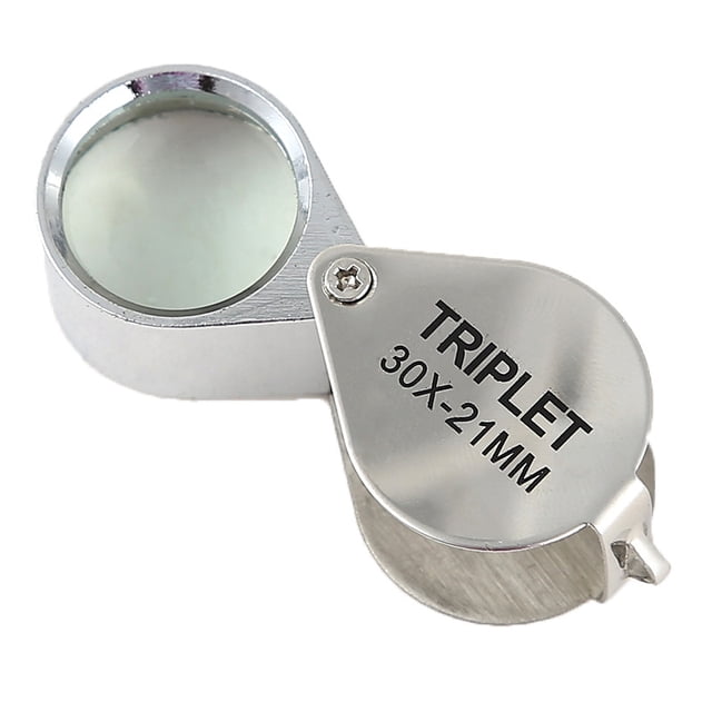 Lupa plegable de cristal de metal plateado 20x para joyería JAMW Sencillez