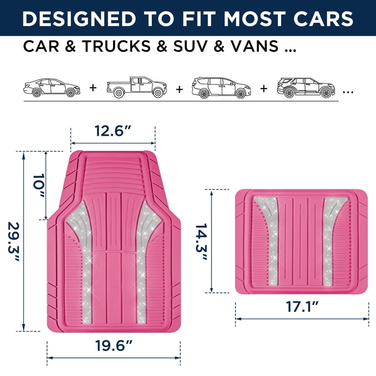 PIC AUTO Bling Hot Pink Sparkle Rubber Floor Mats photo 8