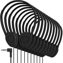 Redskypower Bulk Wired On-Ear Headphones, 5ft Cord, L Shape 3.5mm Connector, 10 Pack Black