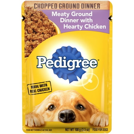 PEDIGREE CHOPPED GROUND DINNER Wet Dog Food for Adult Dog With Hearty Chicken, (16) 3.5 oz Pouches