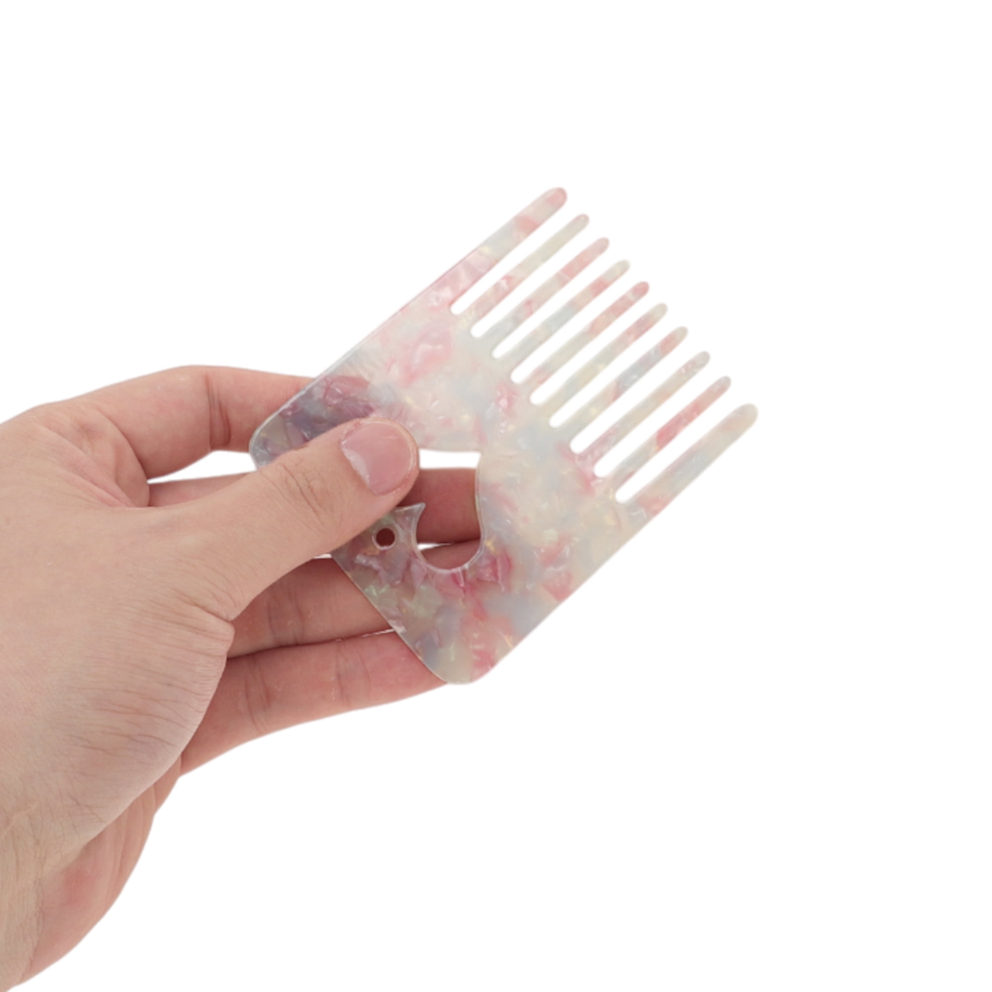 Unique Bargains 1 Pc Portable Heart Shaped Hair Insert Comb for All Hair Types Pink