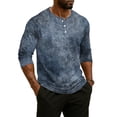 thumbnail image 5 of Hearthz Summer Mens Henley Shirts Gradient Raglan 3/4 Sleeve Jersey Baseball T-Shirts Casual Workout Big and Tall Men's T-Shirts, 5 of 8