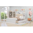 thumbnail image 4 of Clearance! Wood Queen Size Platform Bed with Storage Headboard, Shelves and 4 Drawers, White, 4 of 9
