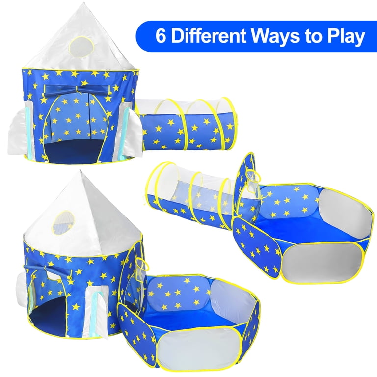 JoyStone 3-in-1 Pop-Up Play Tent with Tunnel and Ball Pit, Blue photo 3