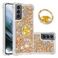 thumbnail image 1 of Funda para Samsung Galaxy S21 5G con Brillo Líquido Flotante, Purpurina, Parachoques y Anillo Giratorio Soporte, 1 of 5