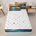 thumbnail image 3 of catabedysis Stained Glass Camping Zipper Twin Comforter Sets with Fitted Sheet and 2 Pillowcases For Girls,Sunset Camper Print Zipper Bedding Set,Multicolor,Polkadot Reversible,4-Piece, 3 of 7