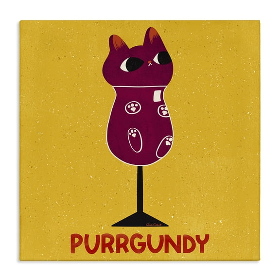 Stupell Industries Purrgundy Cat Wine Animals Painting Wrapped Canvas Canvas Art Print Wall Art, 17 x 17