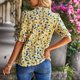 thumbnail image 4 of Blusa con cuello alto NikouMX para mujer estampado floral cuello con Ribete de volantes jersey manga abullonada, 4 of 6