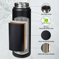 thumbnail image 3 of Fusion 24 oz Insulated Water Bottle with Handle, 304 Stainless Steel Water Bottles with Wide Mouth, Double Wall Vacuum Sports Water Bottle, BPA Free, Keep Cold and Hot, Black, 3 of 7