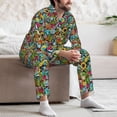 thumbnail image 5 of Wukai Color Summer Men's Long-Sleeve Pajama Set - Comfortable Sleepwear with Button-Down Shirt and Pants-XX-Large, 5 of 6