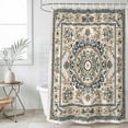thumbnail image 6 of Sage Green Beige Boho Shower Curtain Set - Long 72" x 84" Washable Bathtub Curtain with 12 Hooks, Southwestern Geometric Ethnic Waterproof Fabric Stall Shower Curtains for Bathroom/Bathtub Décor, 6 of 6