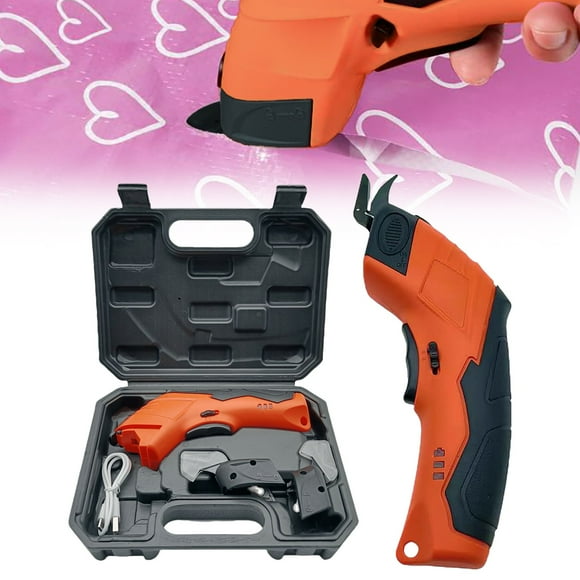 Ciseaux Électriques Sans Fil - Coupe-Tissu, Cuir, Tapis Ou Carton Multifonction avec 2 Lames et Batterie Rechargeable 3.6V par Stalwart (Rouge)