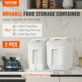 thumbnail image 2 of VEVOR Ingredient Storage Bin, 2 x 15L Dispenser Bin with 2 Measuring Cups, Attachable Casters and Airtight Lid, 2 Pcs/Set Dog Pet Food Storage Container, PP Material Kitchen Rice Cereal Flour Bin, 2 of 9