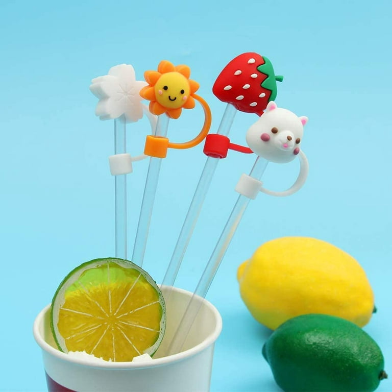 Cute Silicone Straw Plug, Reusable Drinking Dust Caps, Cartoon Plugs Cover,  Splash Proof Straw Tips, Cup Straw Accessories (Red Strawberry)