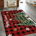 thumbnail image 2 of Red Plaid Christmas Tree Area Rugs 2.7'x5', Washable Small Throw Rugs for Kitchen Bedroom, Snowflake Tree Xmas Indoor Outdoor Rug Non-Slip Low Pile Carpet Runner Reversible Floor Mats, 2 of 8
