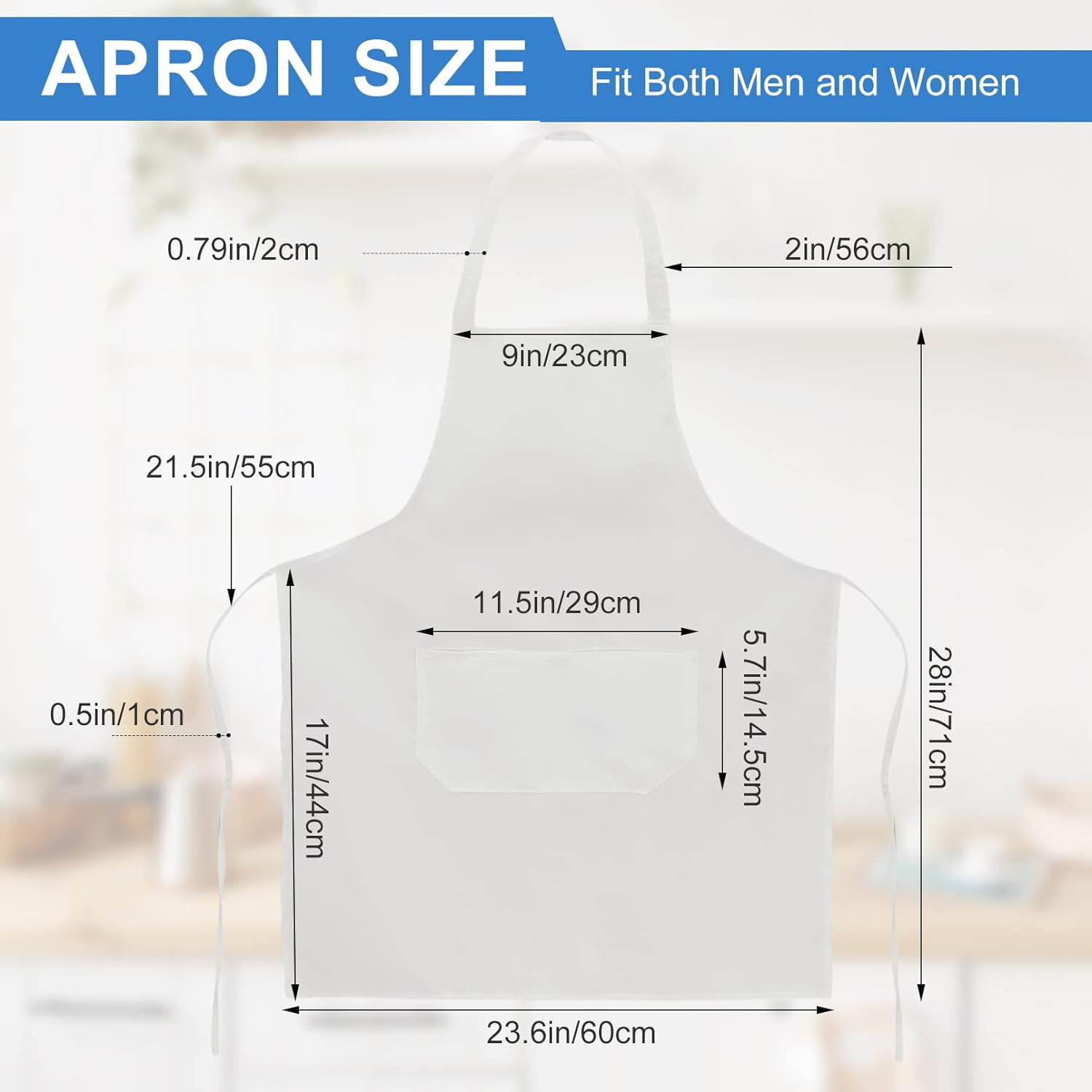 CLRBEATTY 12 Pack White Bib Aprons - 24x28 Inches With 2 Pockets, Polyester Twill, Unisex 10 thumbnail image