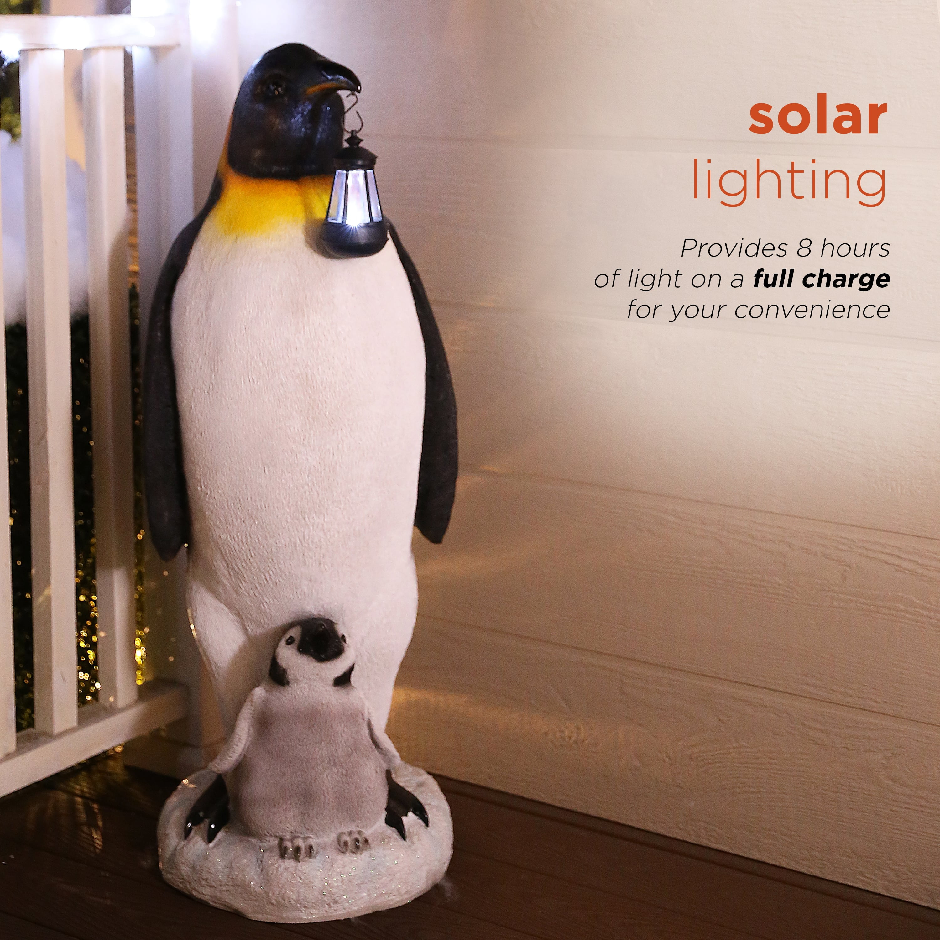Alpine Corporation Solar Christmas Penguin Statue With Led Lights Walmart Com Walmart Com