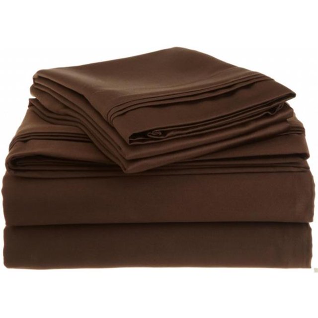 Egyptian Cotton 1500 Thread Count Solid Sheet Set California King-Mocha