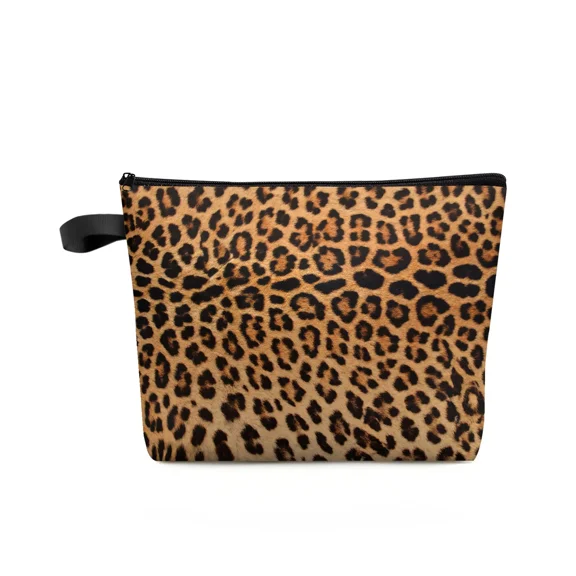 Leopard Texture Waterproof Travel Cosmetic Storage Bag Portable Makeup Bag Large Capacity Toiletry Organizer Pouch