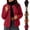 Red, variant on Gold Button Wool Blend Jacket for Women Round Neck Short Patch Pockets Casual Cropped Outerwear CoatRed3XL