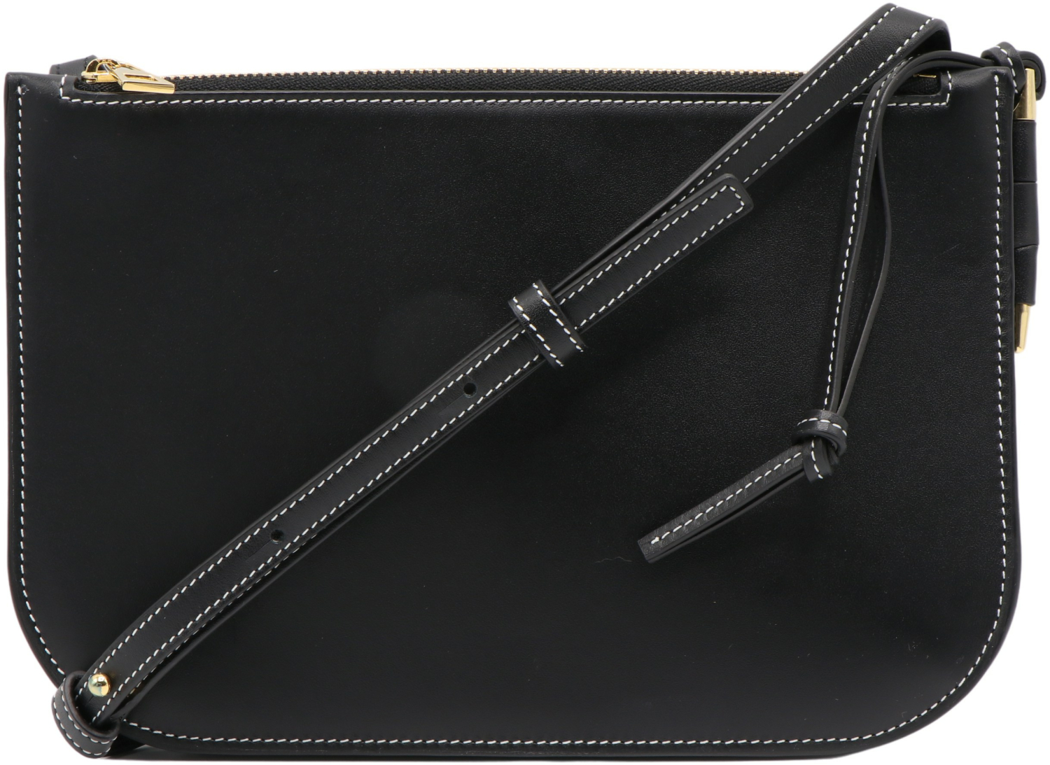 Loewe Gate Double Zip Crossbody Leather Clutch Black