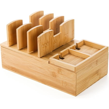 Bamboo Charging Station, Charging Stand for Multiple Devices, Electronic Device Desktop Dock Stations Organizer, Cell Phone Docking Stations for Multi Laptop, Tablets, IPads, Watch, Earbuds