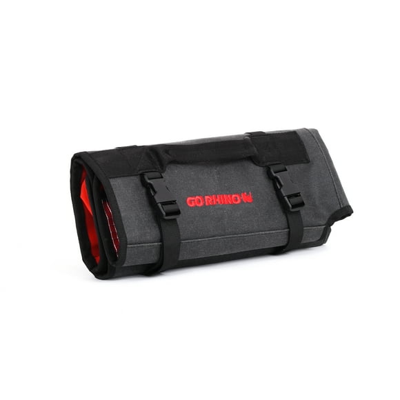 Go Rhino Gear Bag XG1000-01 XVenture; Roll-Up Style; With 14 Interior Pockets and 2 Exterior Pockets; With Go Rhino Logo; Gray with Red Logo Waxed Canvas