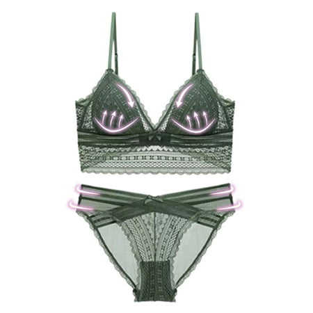 

Hunpta French Ultra Thin Triangle Cup Wire-Free Underwear Lace Beauty Back Strapless Large U Shaped Backless Bra Set