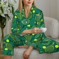 thumbnail image 6 of Gukieu Tennis Rackets and Balls Print Women's Long Sleeve Pajama Set, Button Top Elastic Pocket Pajama Pants Two Piece Set Home Wear-Small, 6 of 7