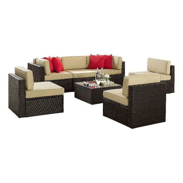Crosley Sea Island Canapé Patio 7 Pièces en Brun et Sable
