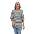 thumbnail image 3 of Top Holgado de Corta con Estampado de Rayas de Colores para Mujer, Rayas Blancas y Negras, Talla L, 3 of 6