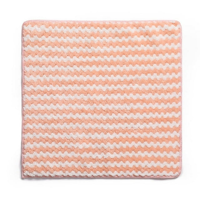 5-Pack Thickened Dishwashing Cloths, Wave Pattern Kitchen Degreasing Cloths, Highly Absorbent & Lint-Free, for Household Cleaning, 25x25cm, Velvet Material