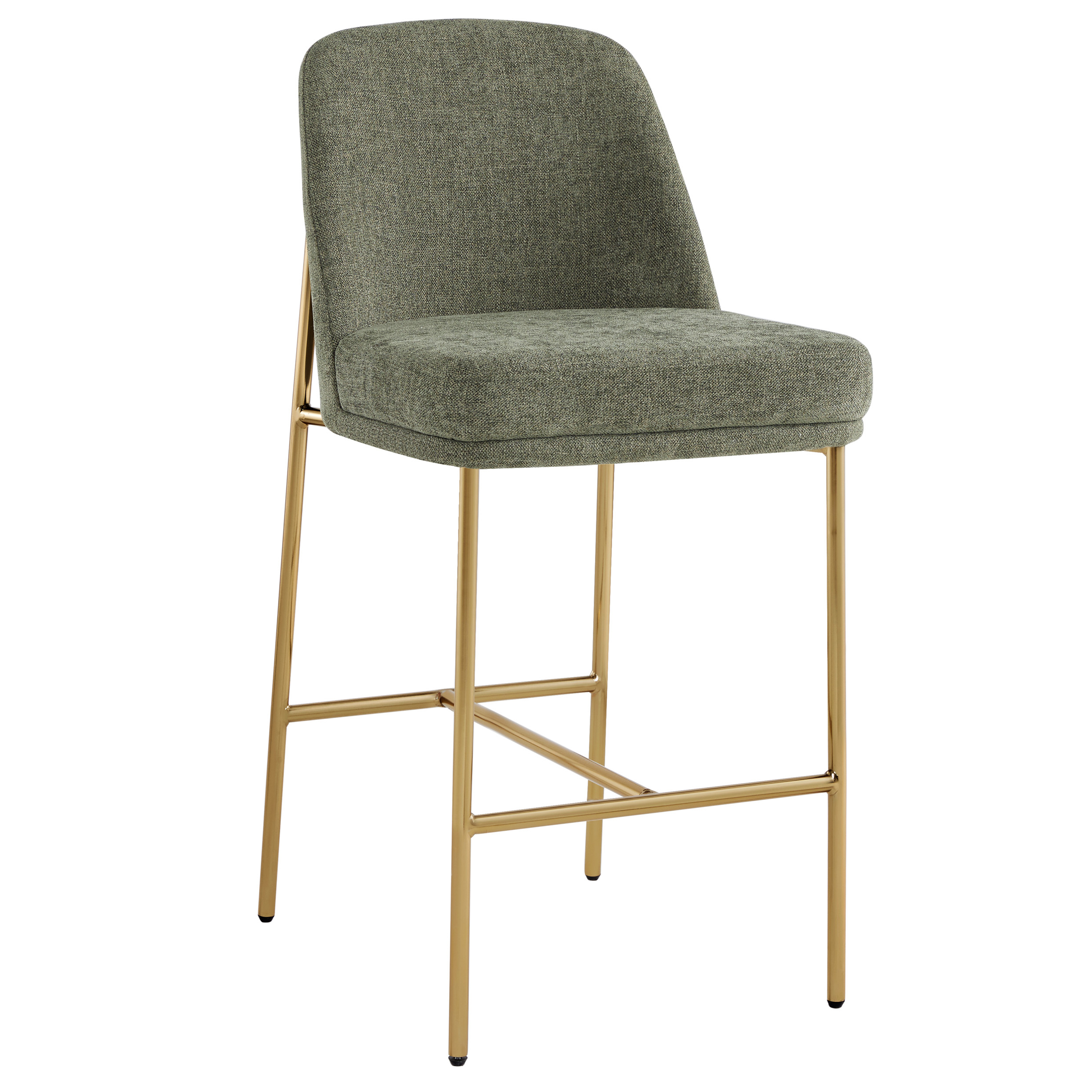 Spruce & Spring Modern 27-Inch Contemporary Counter Stool Set with Upholstered Seat and Metal Frame Set of 2, Moss Green Fabric
