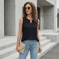 thumbnail image 4 of SOMER Dressy Tank Tops for Women Keyhole Neck Pleated Neck Sleeveless Blouse Casual Business Work Shirts Summer Trendy Black, 4 of 6