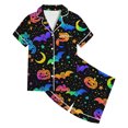 thumbnail image 4 of JAJAHO Girls Halloween Pajamas Short Sleeve Sleepwear Spooky Button Down 2 Piece Pjs For Kids 3-14Y, 4 of 4