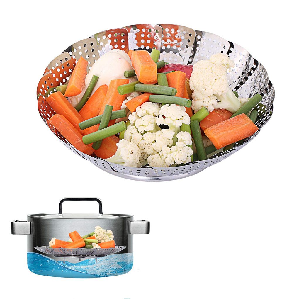 Vegetable Steamer Basket, Stainless Steel Folding Veggie Steamer Food