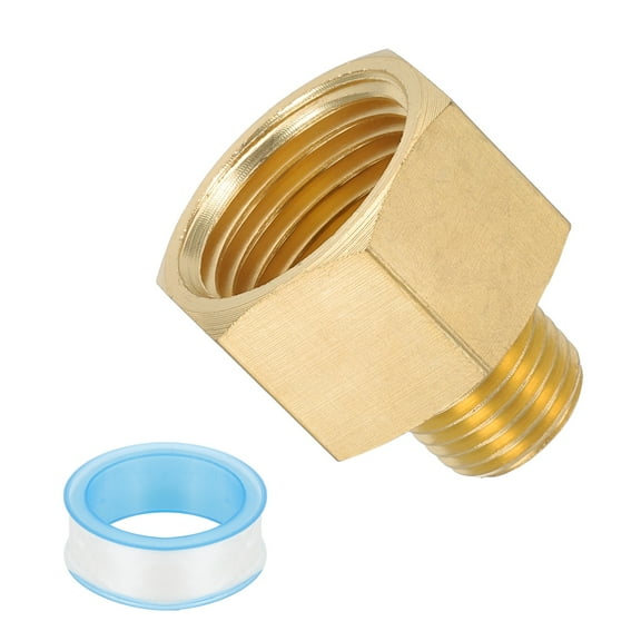 Uxcell 1/4" NPT Male x 1/2" NPT Female Brass Pipe Fitting with Tape - 1Pcs