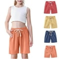 thumbnail image 4 of Kovlvoll 4pc Shorts for Toddler Boys Girls Summer Cotton Linen Casual Wide Leg Drawstring Elastic Waist Unisex Shorts, 4 of 7