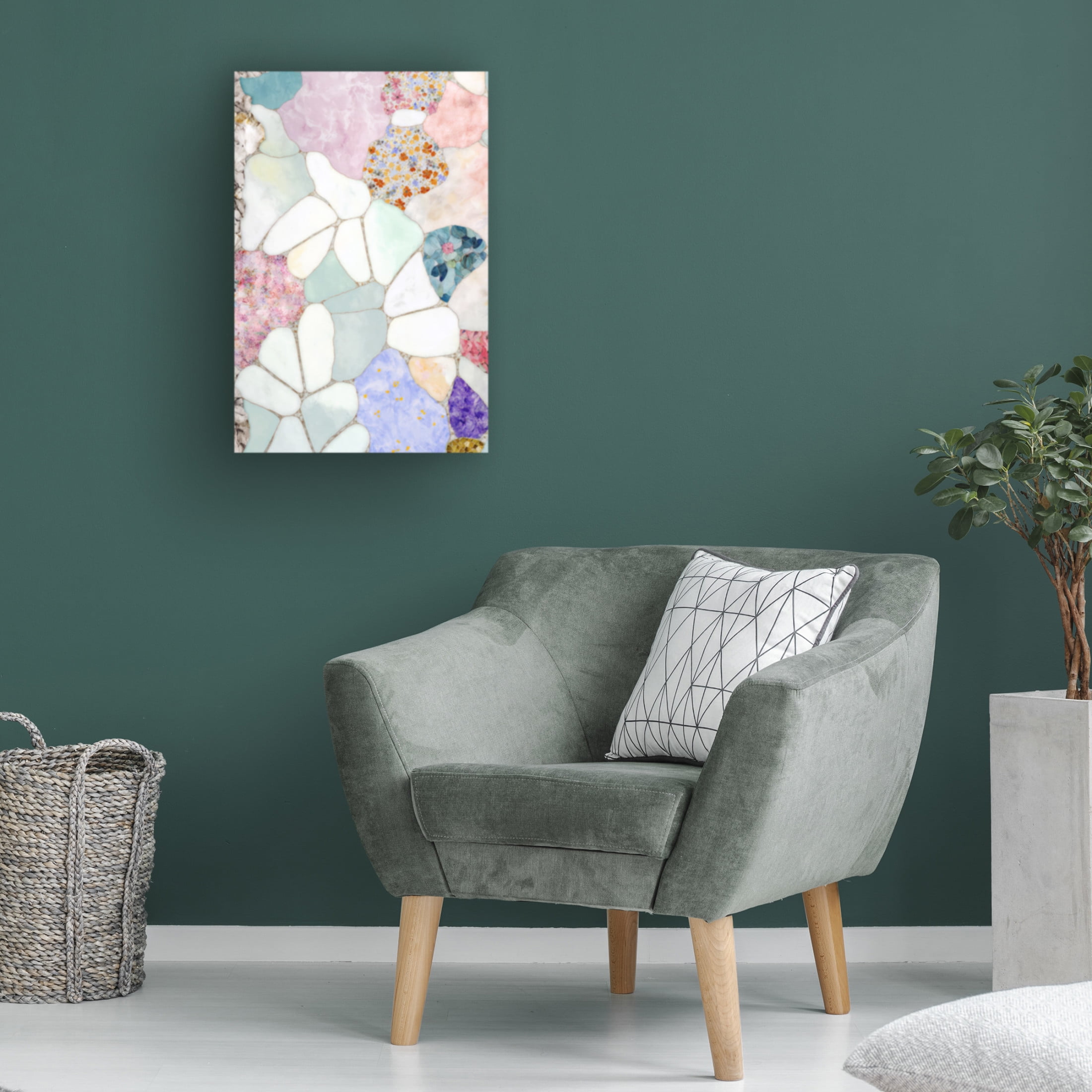 Canvas Wall Art - Treechild 'Floral Mosaic' Wall Art for Living Room, Bedroom, or Office D?cor by Trademark Fine Art - 22 x 32 Inches
