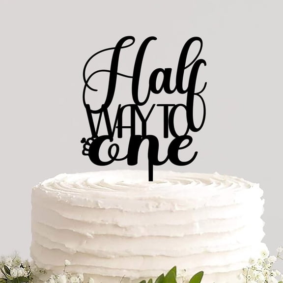 Baby Shower Cake Topper Half Way to One Double Sided Baking Cupcake Topper Sign for Baby Baptism New Baby Boys And Girls Gender Reveal Party Baby 1st Birthday Cake Keepsakes Baby Theme Party Decor