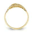 thumbnail image 2 of Solid 14k White and Yellow Gold Two Toned Feather Ring Band Size 7.5, 2 of 6
