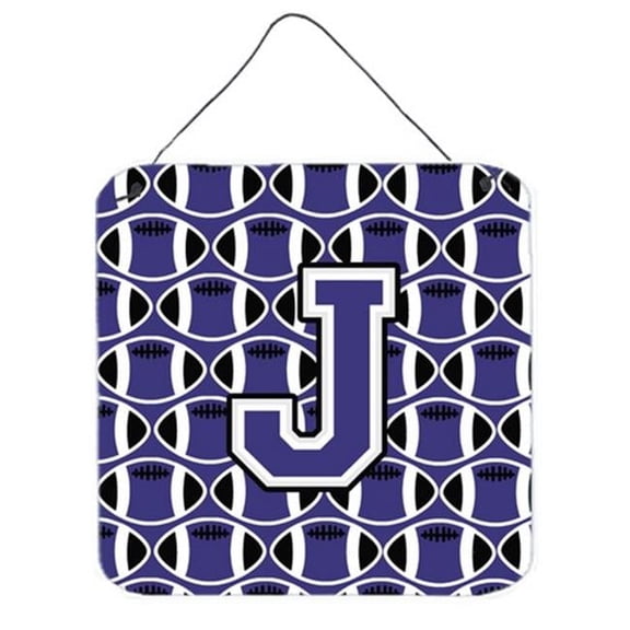 Letter J Football Purple & White Wall or Door Hanging Prints