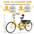 thumbnail image 6 of Jacgood Adult Tricycle 24" Wheels 7-Speed Trike 3 Wheels Trike with Basket and Adjustable Paddle Portable Bicycle for Adults Exercise Shopping Picnic Outdoor Activities, Yellow, 6 of 6