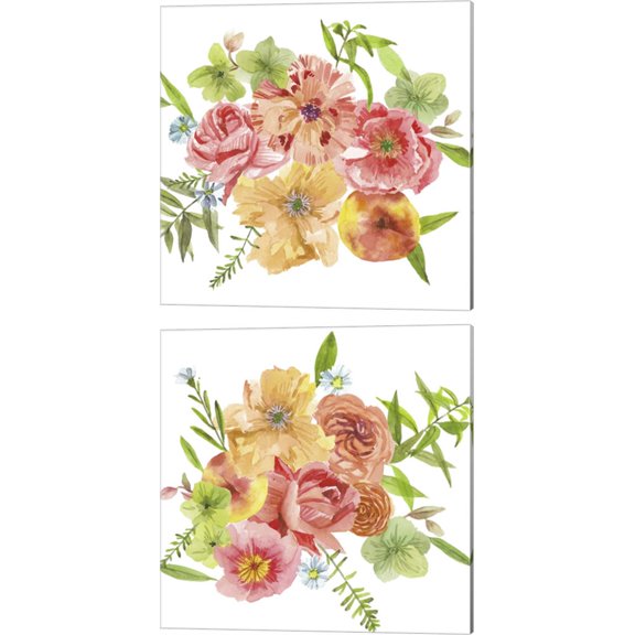 Great Art Now Just Peachy by Melissa Wang 2 Piece Canvas Art Set Each 14W x 14H