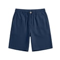 thumbnail image 4 of Men's Linen Shorts Dress Casual Work Golf Cotton Linen Shorts for Men Flat Front with Pockets Belt Loop Dark Blue, 4 of 8