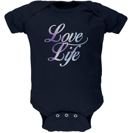 Love Life Watercolor Navy Soft Baby One Piece