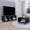 Black, variant on TUHOME Eclipse Living Room Duo Set with TV Stand and Coffee Table Featuring Steel Accents