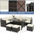 thumbnail image 3 of Gymax 7PCS Wicker Patio Conversation Furniture Set Sectional Sofa Set w/ White Cushions, 3 of 6