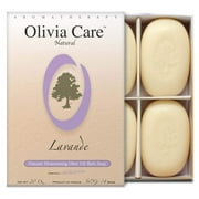 Olivia Care Lavender Bar Soap-4 pack box set - 100% Natural Ingredients, Organic, Vegan - For Face & Body, Cold-pressed Triple-Milled, Hydrating, Moisturizing, Infused Calcium & Vitamins - 4 X 5 oz